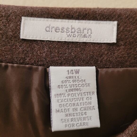 Vintage Wool Blend Floral Embroidered Maxi Skirt Brown W/Powder Blue Flowers 14W - Picture 8 of 8